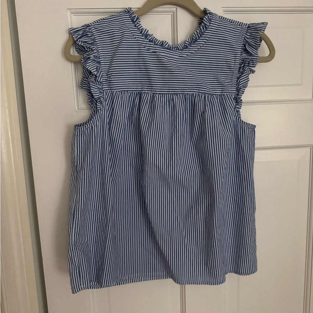 J. Crew Blue Blouses with Ruffled Sleeves